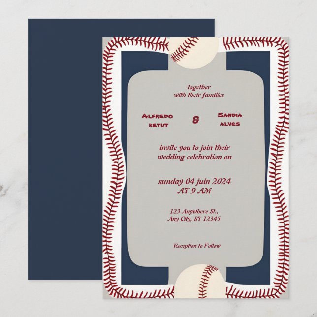 Baseball  love sports Theme Wedding Invitations (Front/Back)
