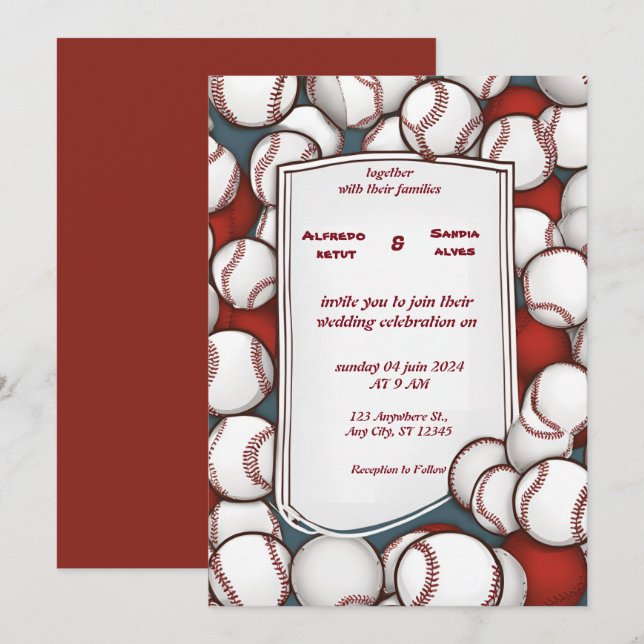 Baseball  love sports Theme Wedding Invitations (Front/Back)