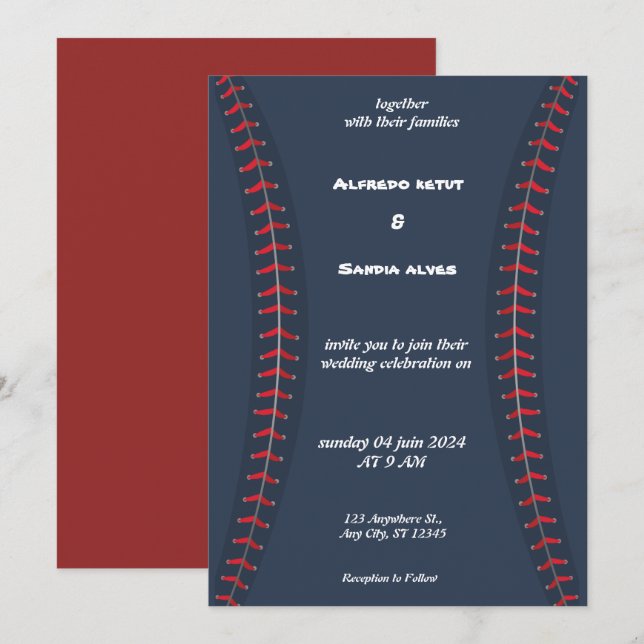 Baseball  love sports Theme Wedding Invitations (Front/Back)