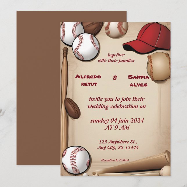 Baseball  love sports Theme Wedding Invitations (Front/Back)