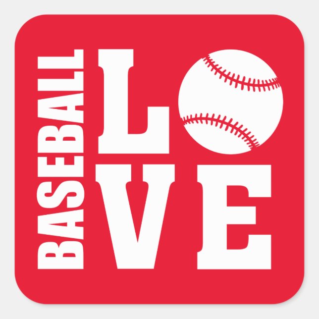 Baseball Love Square Sticker (Front)