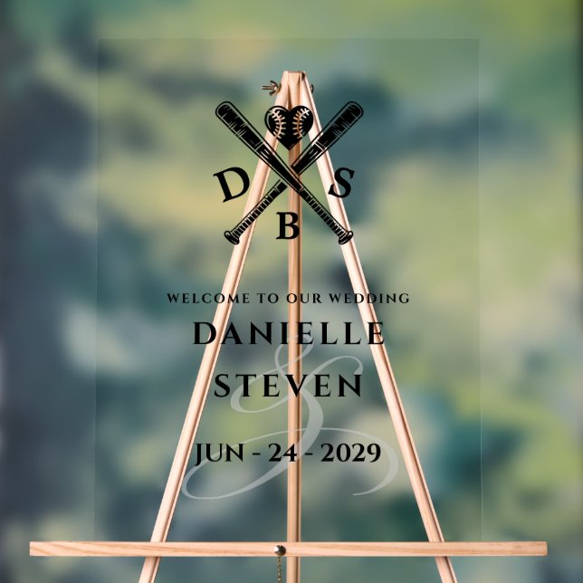 Baseball Love Welcome Acrylic Sign (Neutral)