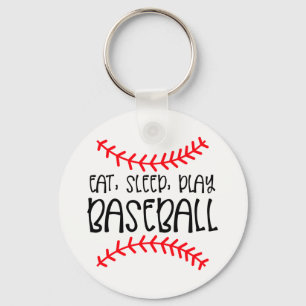Baseball Lover Eat Sleep Play Mum Dad Softball Key Ring