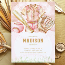 Baseball Luxury Girl Birthday Pink Gold