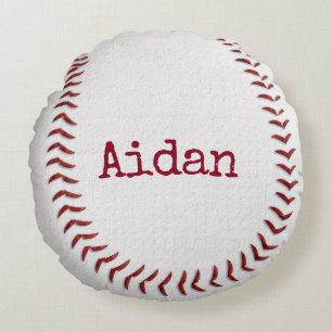 Baseball Macro With Name Round Cushion