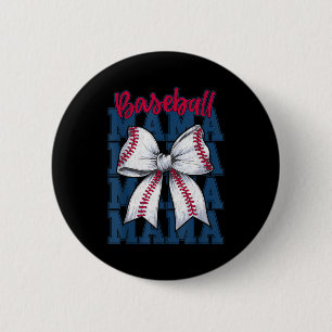 Baseball Mama Coquette Bow Game Day Baseball Mom M 6 Cm Round Badge