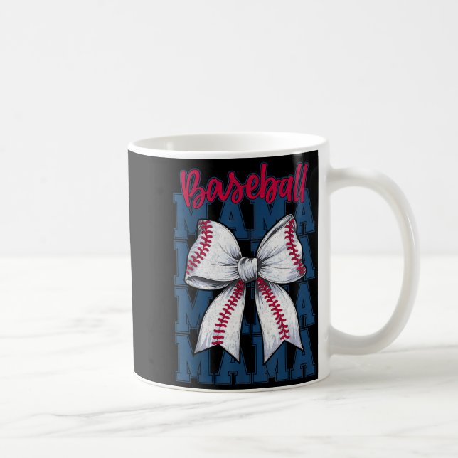 Baseball Mama Coquette Bow Game Day Baseball Mom M Coffee Mug (Right)