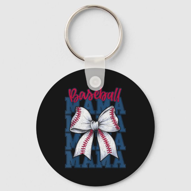 Baseball Mama Coquette Bow Game Day Baseball Mom M Key Ring (Front)