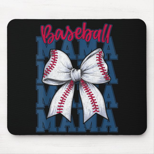 Baseball Mama Coquette Bow Game Day Baseball Mom M Mouse Mat (Front)