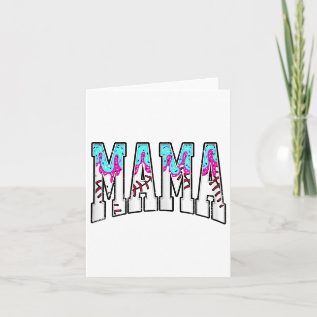Baseball Mama Coquette Bow Game Day Baseball Mum M Card (Front)