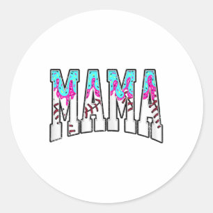 Baseball Mama Coquette Bow Game Day Baseball Mum M Classic Round Sticker