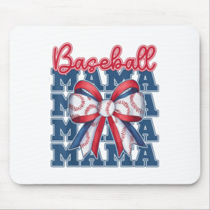 Baseball Mama Coquette Bow Sport Mom Mothers Day  Mouse Mat