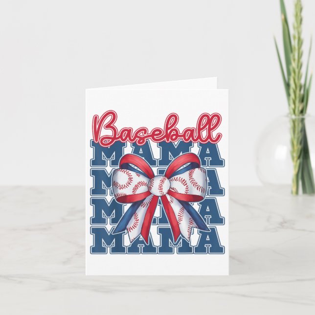 Baseball Mama Coquette Bow Sport Mum Mothers Day  Card (Front)