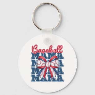 Baseball Mama Coquette Bow Sport Mum Mothers Day Key Ring