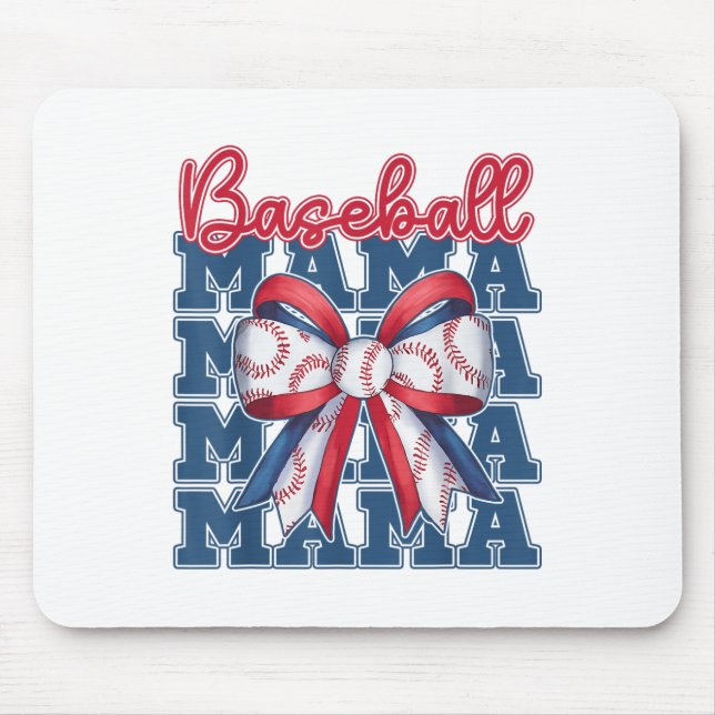 Baseball Mama Coquette Bow Sport Mum Mothers Day  Mouse Mat (Front)