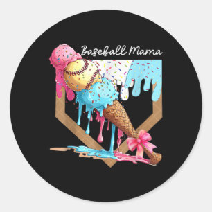 Baseball Mama Ice Cream Drip Baseball Mothers Day Classic Round Sticker