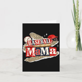 Baseball mama leopard game day baseball season for card
