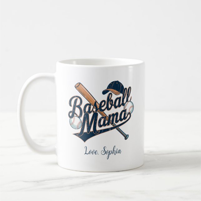 Baseball Mama, Mother's Day Custom Name Coffee Mug (Left)