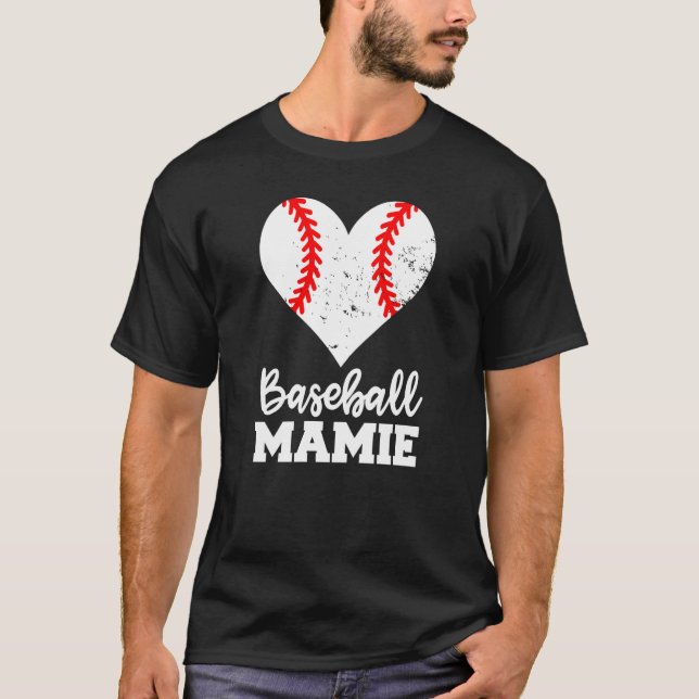 Baseball Mamie Baseball Heart Grandma Mamie T-Shirt (Front)