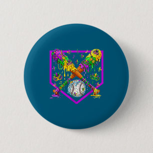 Baseball mardi gras carnival party mask ice cream 6 cm round badge