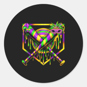 Baseball Mardi Gras Carnival Party Mask Ice Cream  Classic Round Sticker