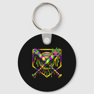Baseball Mardi Gras Carnival Party Mask Ice Cream Key Ring