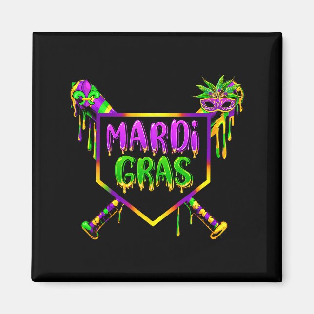 Baseball Mardi Gras Carnival Party Mask Ice Cream  Magnet (Front)