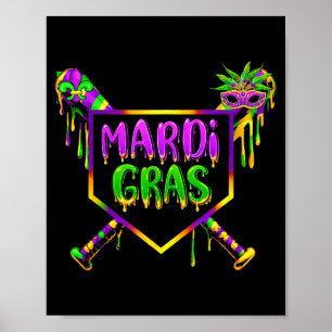 Baseball Mardi Gras Carnival Party Mask Ice Cream Poster