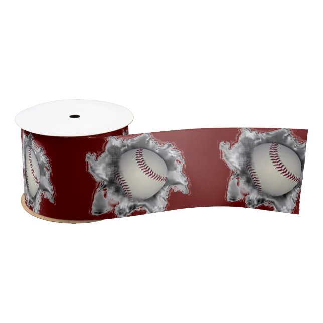 Baseball Maroon Satin Ribbon (Spool)
