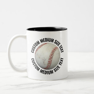 Baseball & Medium Text BLACK 11oz Custom Two-Tone Coffee Mug