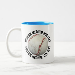 Baseball & Medium Text LIGHT BLUE 11oz Custom Two-Tone Coffee Mug