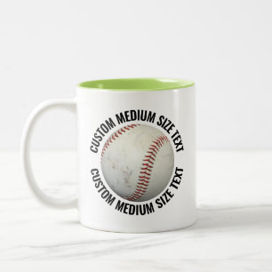 Baseball & Medium Text LIME GREEN 11oz Custom Two-Tone Coffee Mug