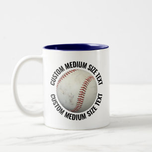 Baseball & Medium Text NAVY BLUE 11oz Custom Two-Tone Coffee Mug