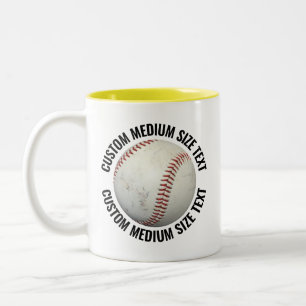 Baseball & Medium Text YELLOW 11oz Custom Two-Tone Coffee Mug