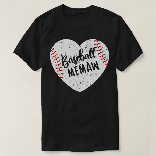 Baseball Memaw Retro Heart Baseball Grandma Mother T-Shirt (Design Front)