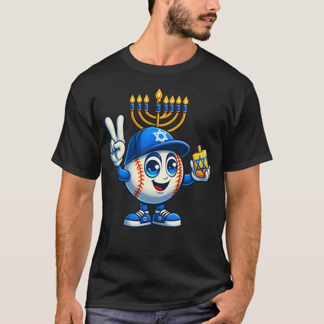 Baseball Menorah Dreidel Jewish Hanukkah Womens Me T-Shirt (Front)