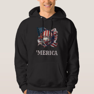 Baseball Merica Patriotic 4th July American Flag Hoodie