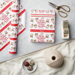 Baseball Merry Christmas & Happy New Year Wrapping Paper