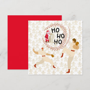 Baseball Merry Christmas Player and Santa Claus Card
