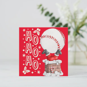 Baseball Merry Christmas with Santa Claus on red Card