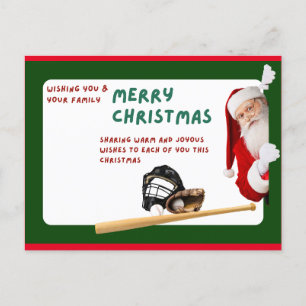 Baseball Merry Christmas with Santa Claus Postcard