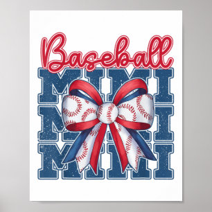 Baseball Mimi Coquette Bow Sport Mum Mothers Day Poster