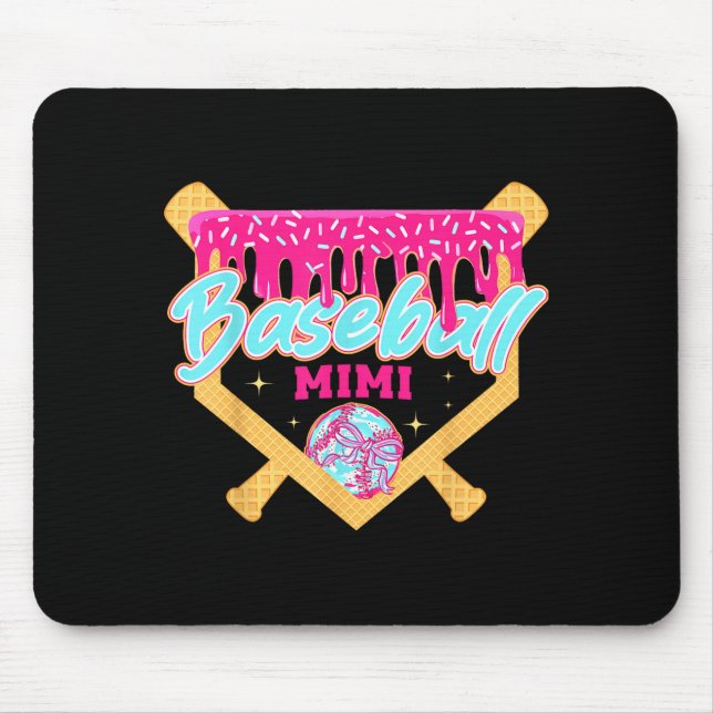 Baseball mimi drip ice cream baseball season mouse mat (Front)