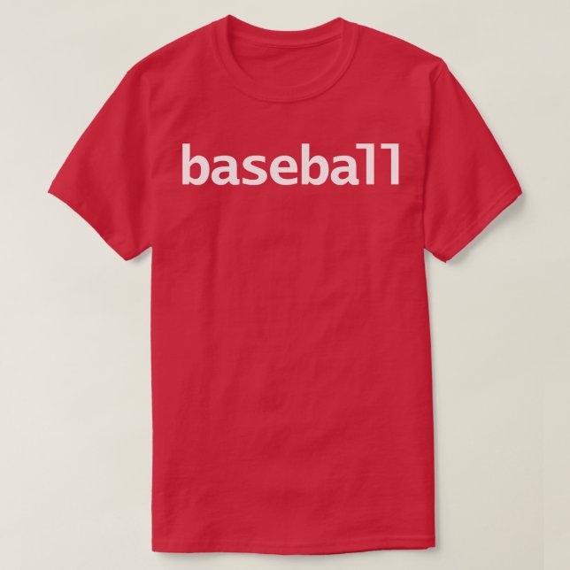 Baseball Minimal Typography White Text T-Shirt (Design Front)