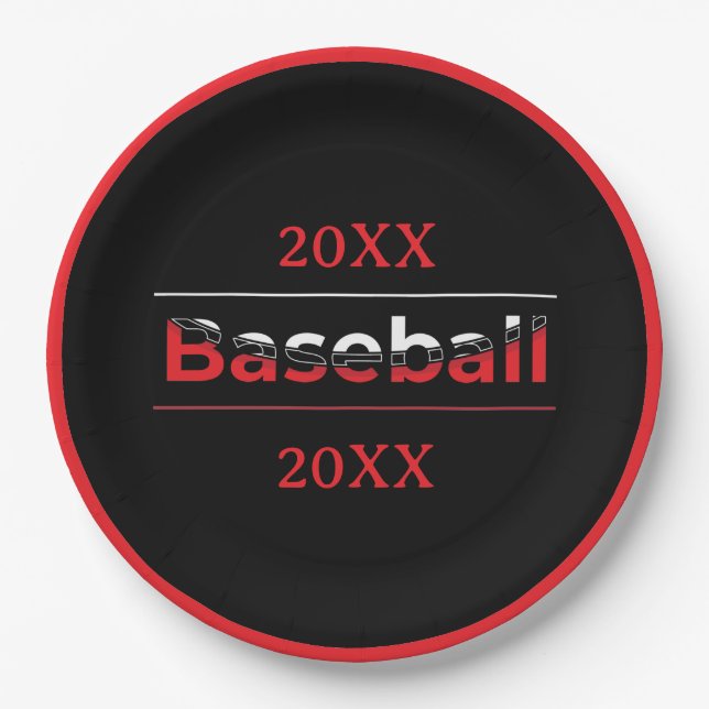 Baseball - Minimalist Art Geometric Arch Paper Plate (Front)