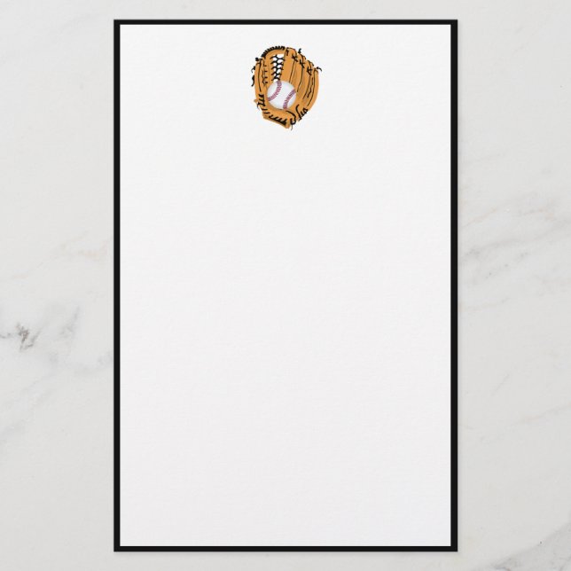 Baseball Mitt and Ball Stationery (Front)