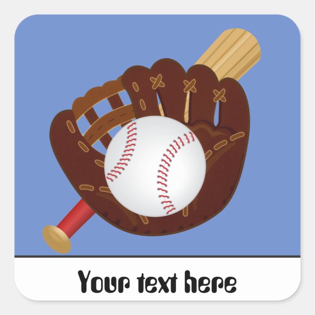Baseball mitt ball bat ustomizable sticker (Front)