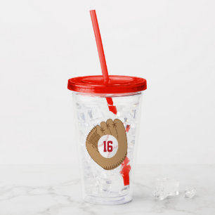 Baseball Mitt Jersey Number Acrylic Tumbler