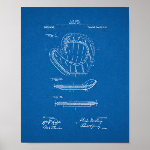Baseball Mitt Patent - Blueprint Poster