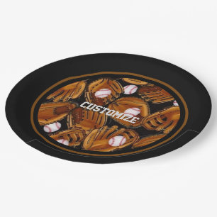 Baseball Mitts Pattern Paper Plate